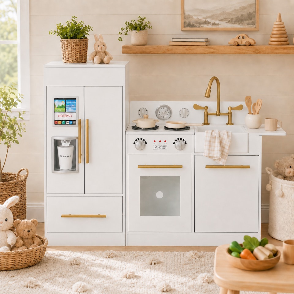 image 1 of Teamson Kids Little Chef Charlotte Modern Play Kitchen, White/Gold