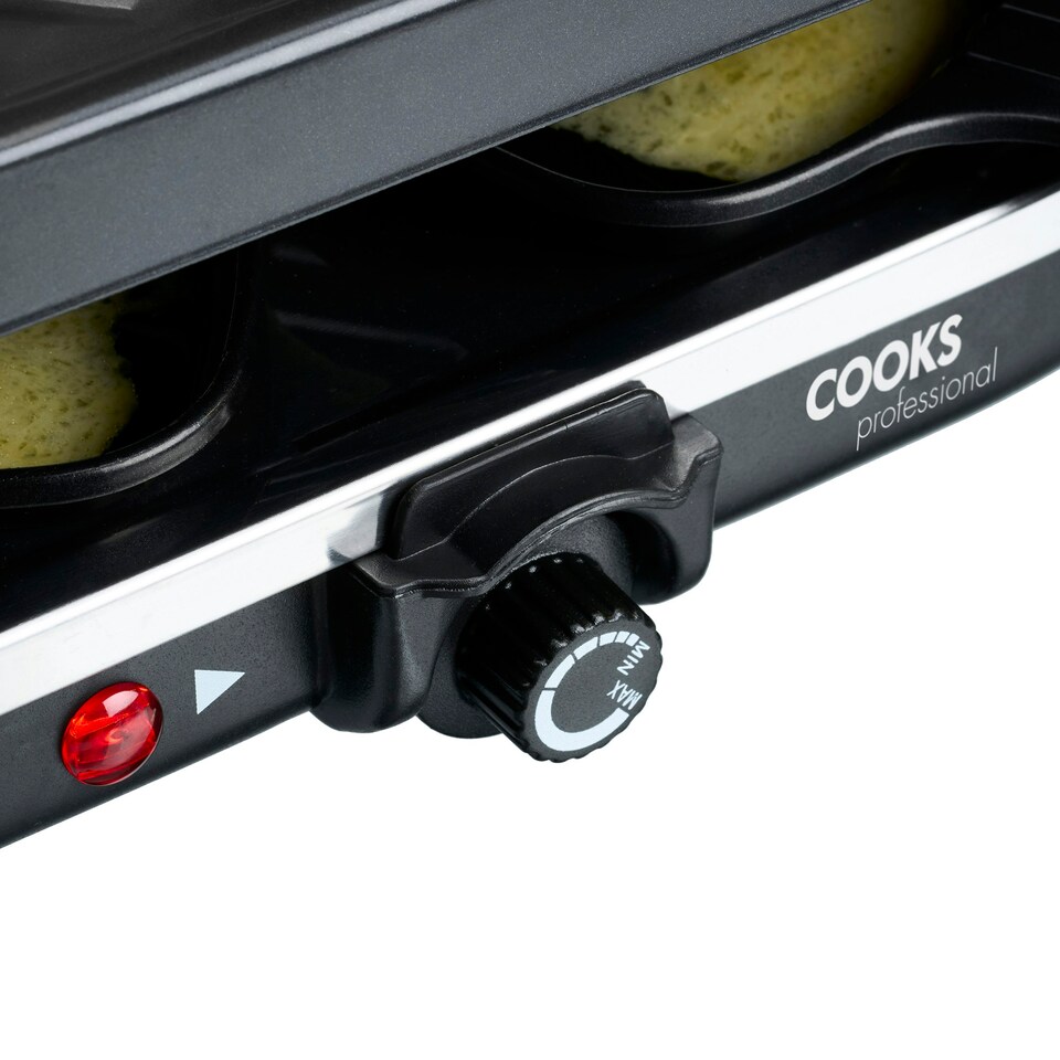 image 1 of Cooks Professional Electric Raclette Grill with Stone Plate 8 Cheese Fondue Pans