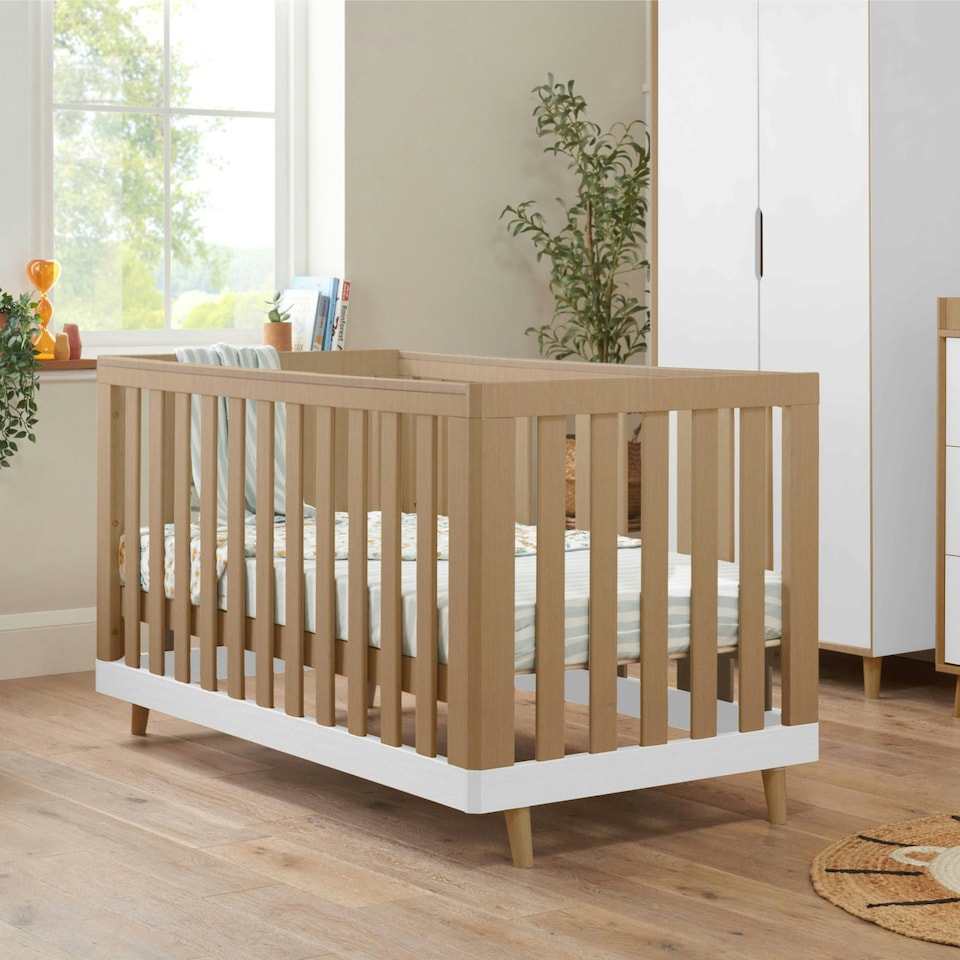 image 1 of Tutti Bambini Hygge Cot Bed - White/Light Oak