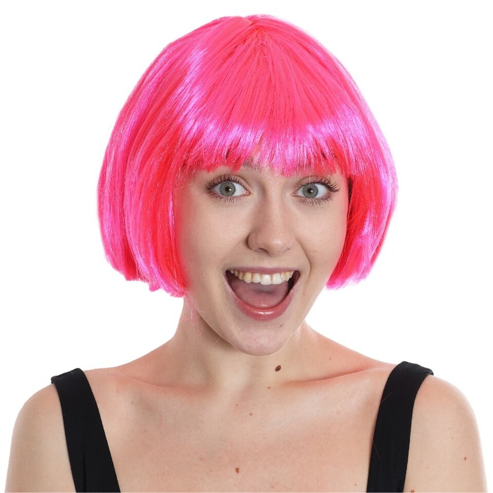 image 1 of Hot Pink Bob Wig | Pink | 6