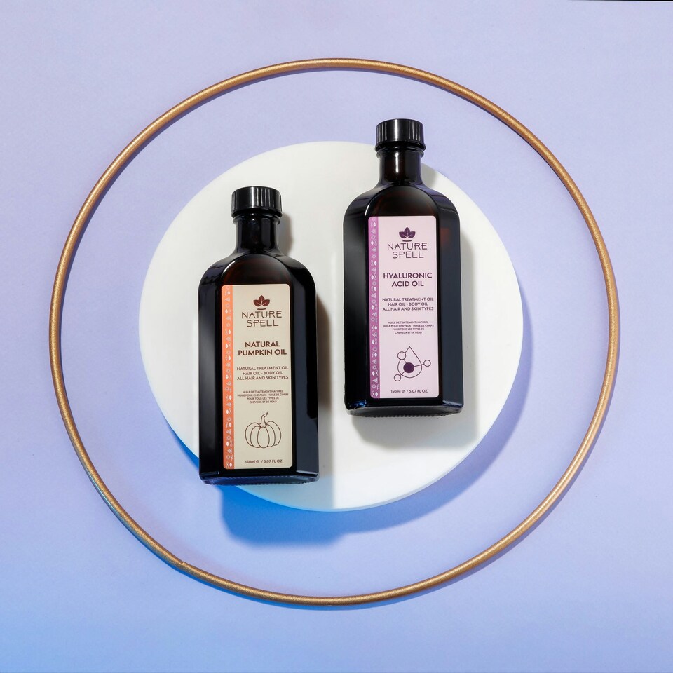 image 1 of Nature Spell Duo Elixir: Hyaluronic Acid & Pumpkin Hair Oils - The Harmony of Hydration and Growth