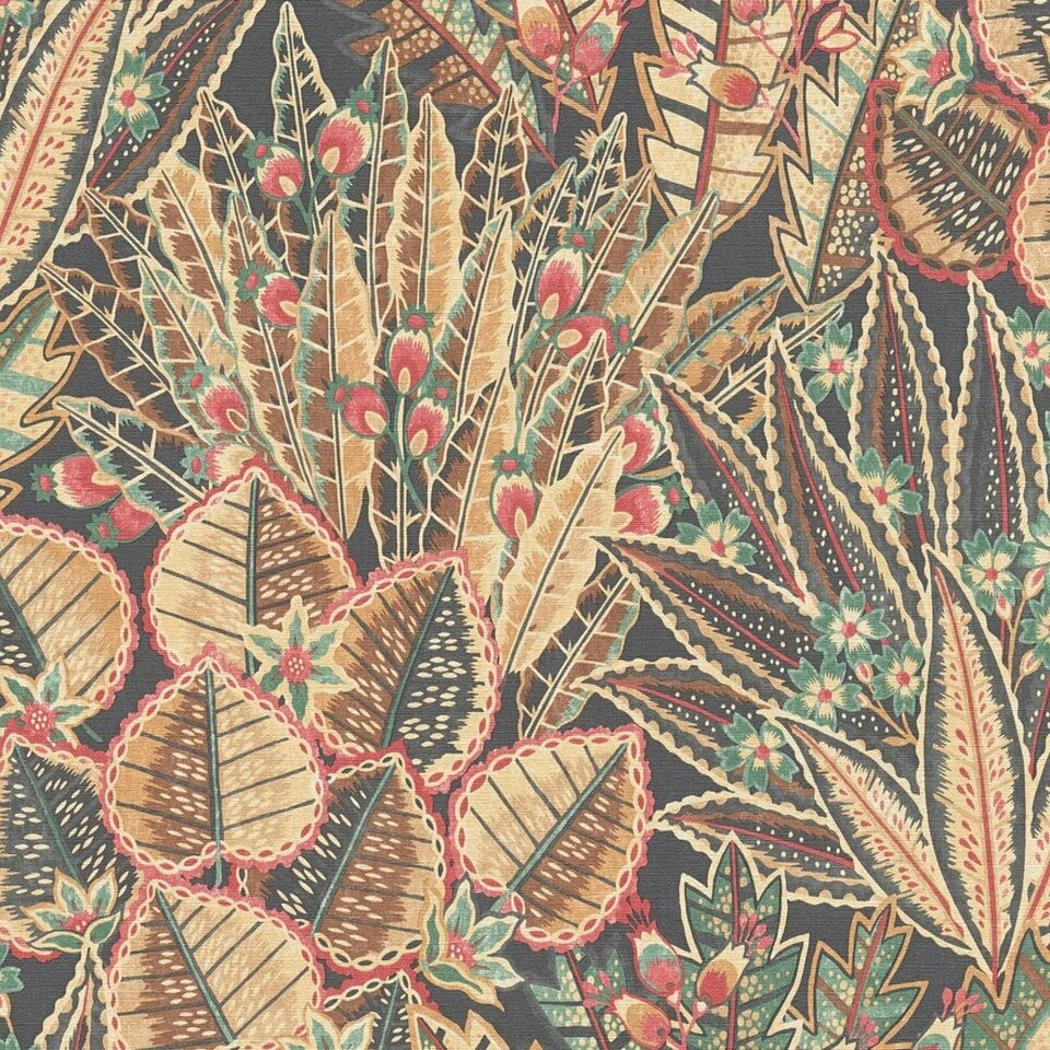 Sample of Desert Flora Wallpaper in Terracotta and Teal Multi