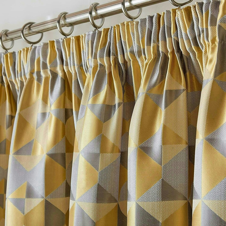 image 1 of Skandi Pencil Pleat Curtains - Ochre - 167 cm x 229 cm