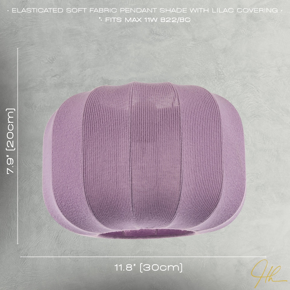 image 1 of Modern Pendant Lamp Shade with Soft Elasticated Fabric Lilac Covering | Purple