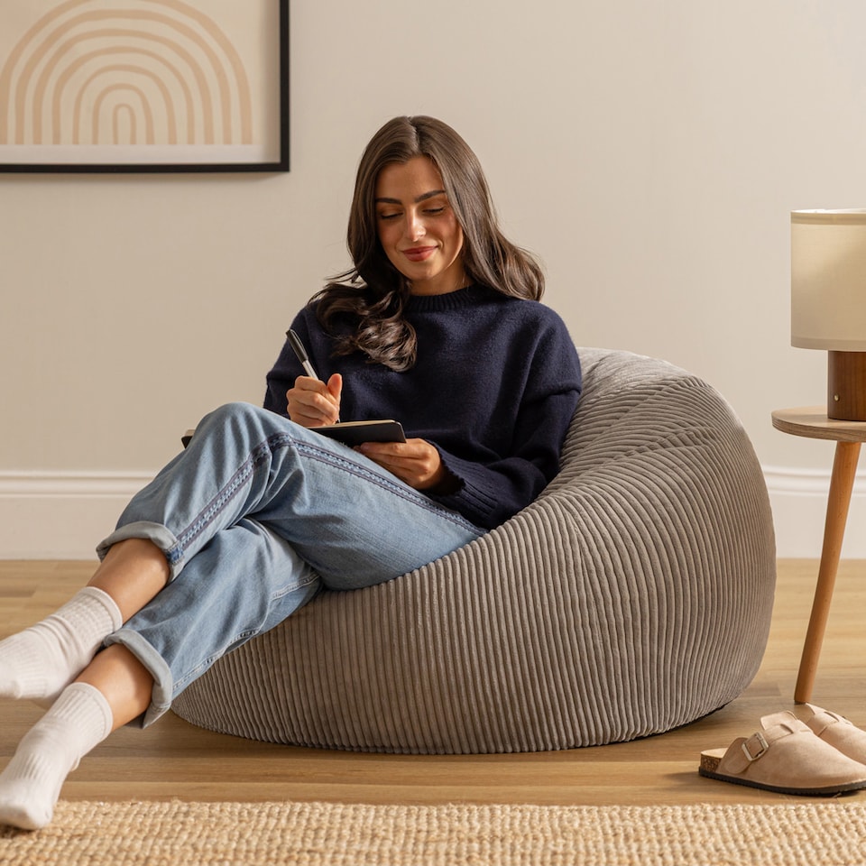 image 1 of Kingston Classic Beanbag Corduroy Light Grey Set of 2 | Grey | Light Grey | 2