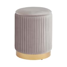 Esme Velvet Pleated Storage Stool | Grey | Grey | One Size