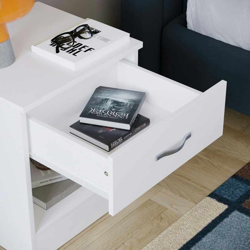 image 1 of Vida Designs Riano 1 Drawer Bedside Chest Cabinet Table Nightstand, White