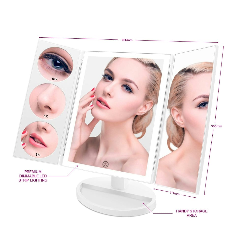 image 1 of Full Size LED Makeup Mirror 1x 3x 5x & 10x Magnification