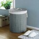 image 2 of Round Bamboo Laundry Basket Grey