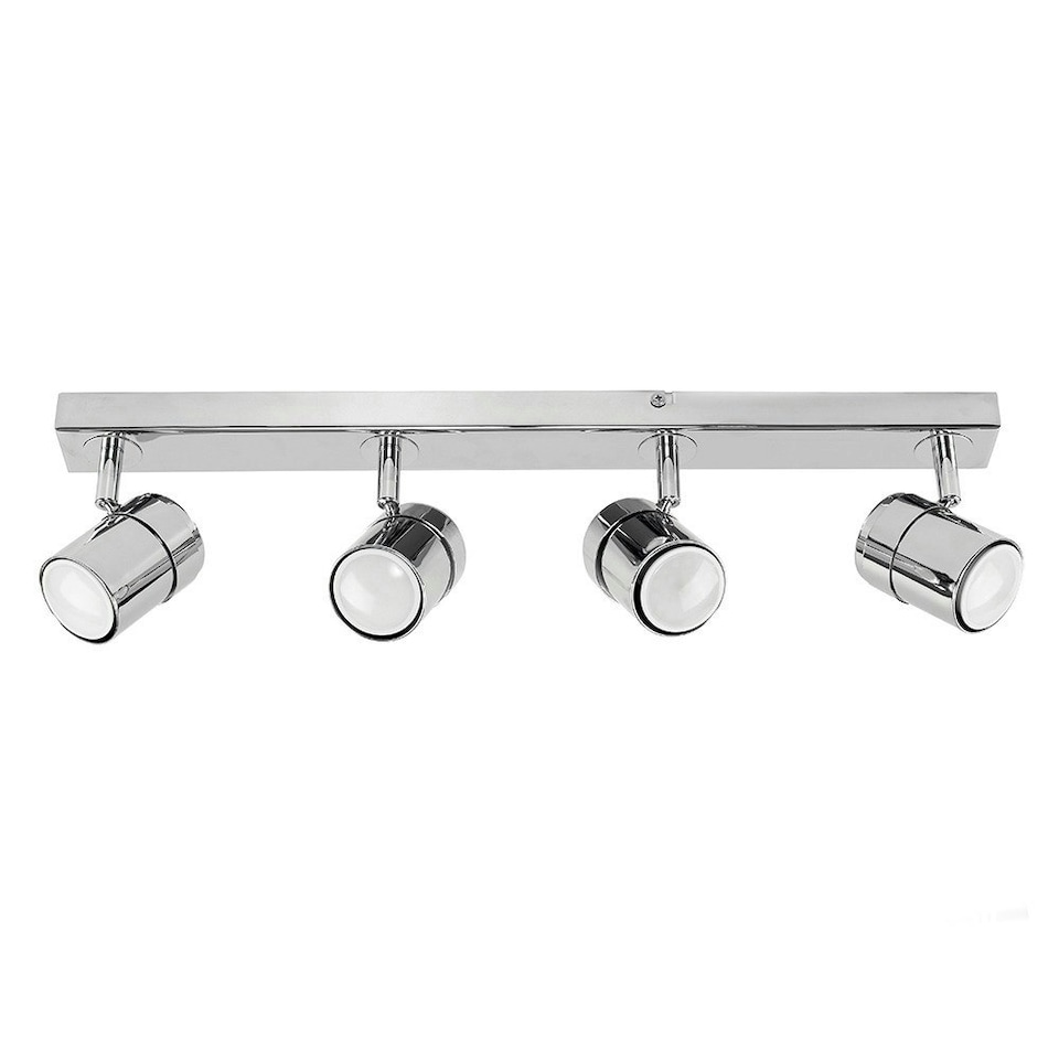 image 1 of ValueLights Rosie Silver Ceiling Bar Spotlight and GU10 Spotlight LED 5W Cool White 6500K Bulbs | Chrome