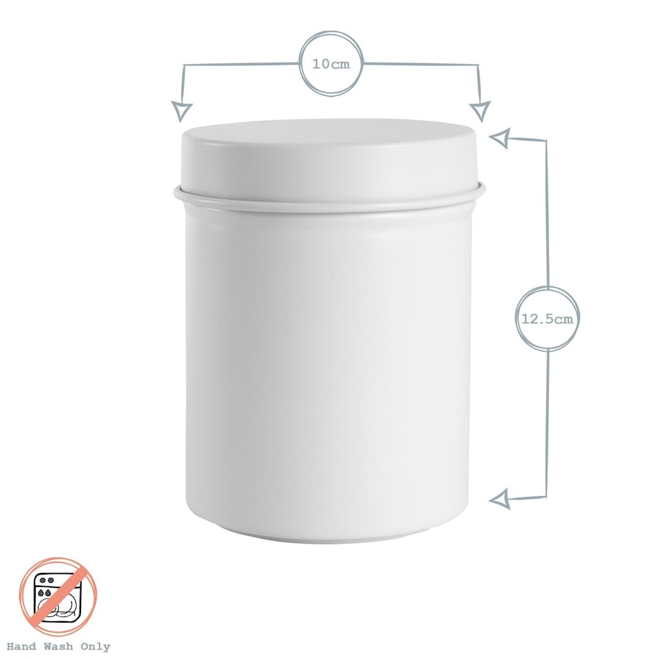 image 1 of Harbour Housewares Round Metal Kitchen Sugar Canister - White