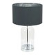 image 1 of ValueLights Jessy Glass Chrome Table Lamp Charcoal Chrome Inner Shade & Bulb | Clear