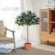 image 2 of Outsunny 3ft Artificial Olive Tree Indoor Plant Greenery for Home Office Potted in An Orange Pot