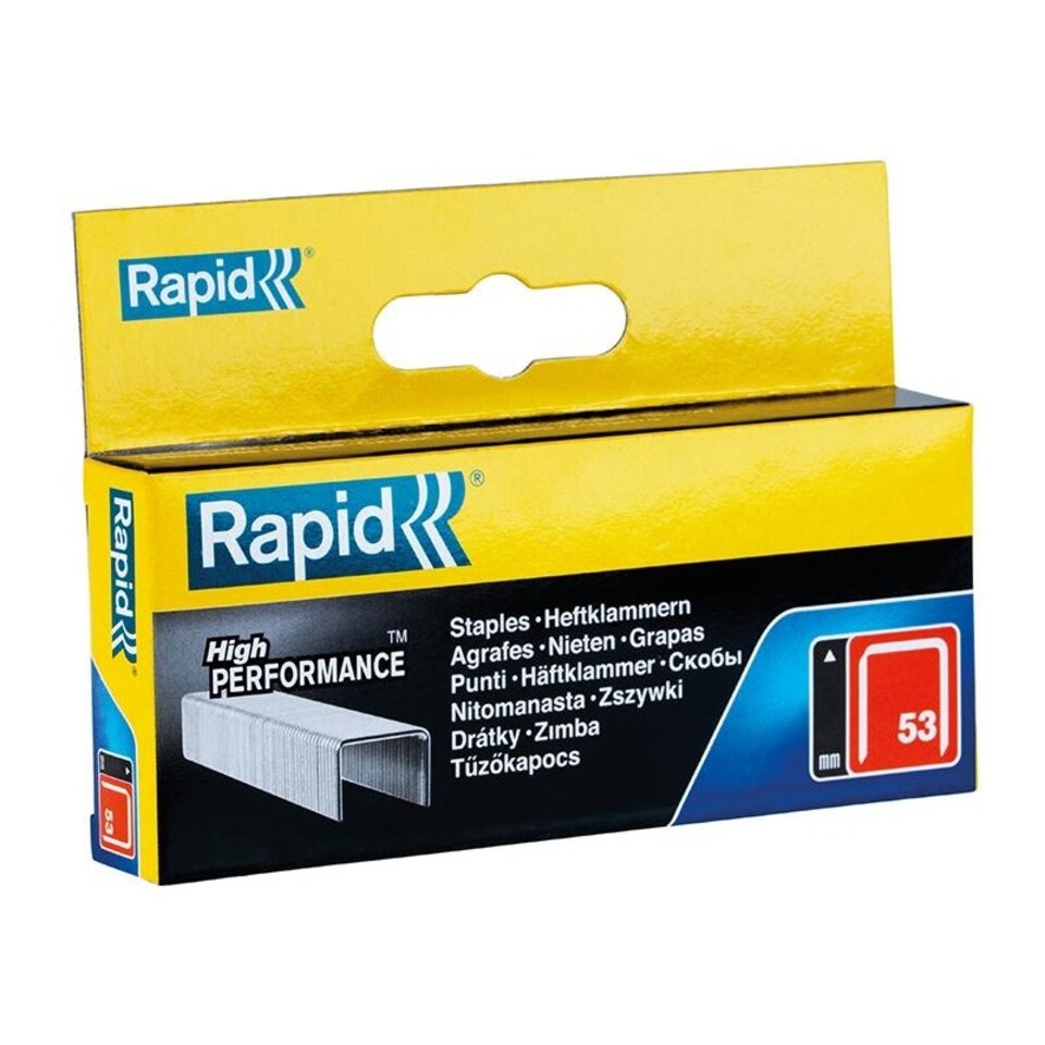 Rapid 53 Series Galvanised Staples - Galvanised - 12mm, Box of 2500