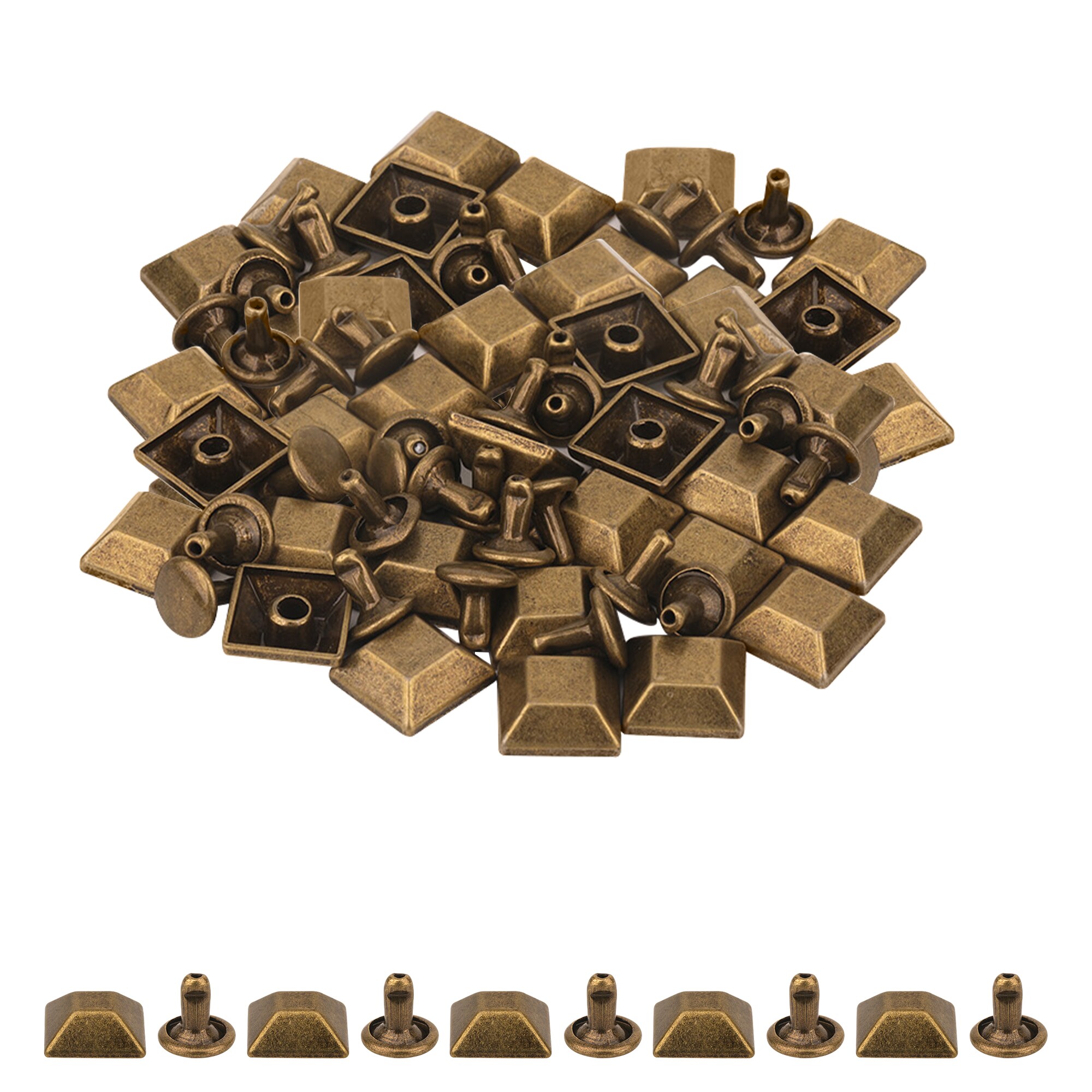 Neel Blue 10mm Pyramid Feet Cap with 7mm Back Rivets - 25pcs in Bronze