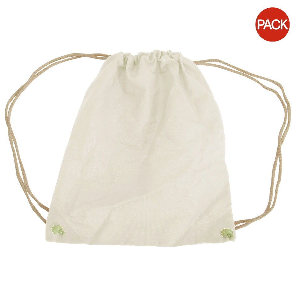 Westford Mill Cotton Gymsac Bag - 12 Litres (Pack of 2) - Natural - One Size Cream | One Size