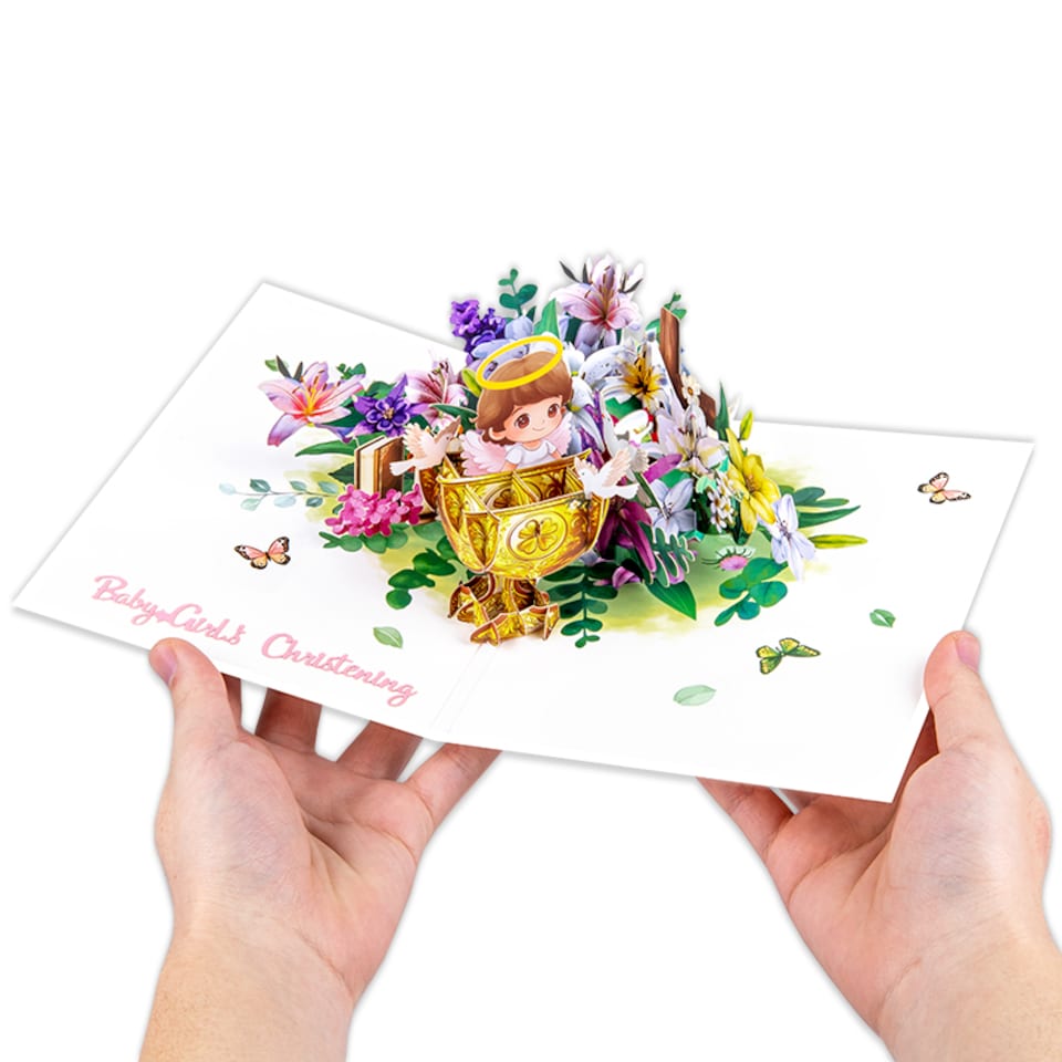 image 1 of Blessed Beginnings Girl’s Baptism 3D Pop Up Christning Card