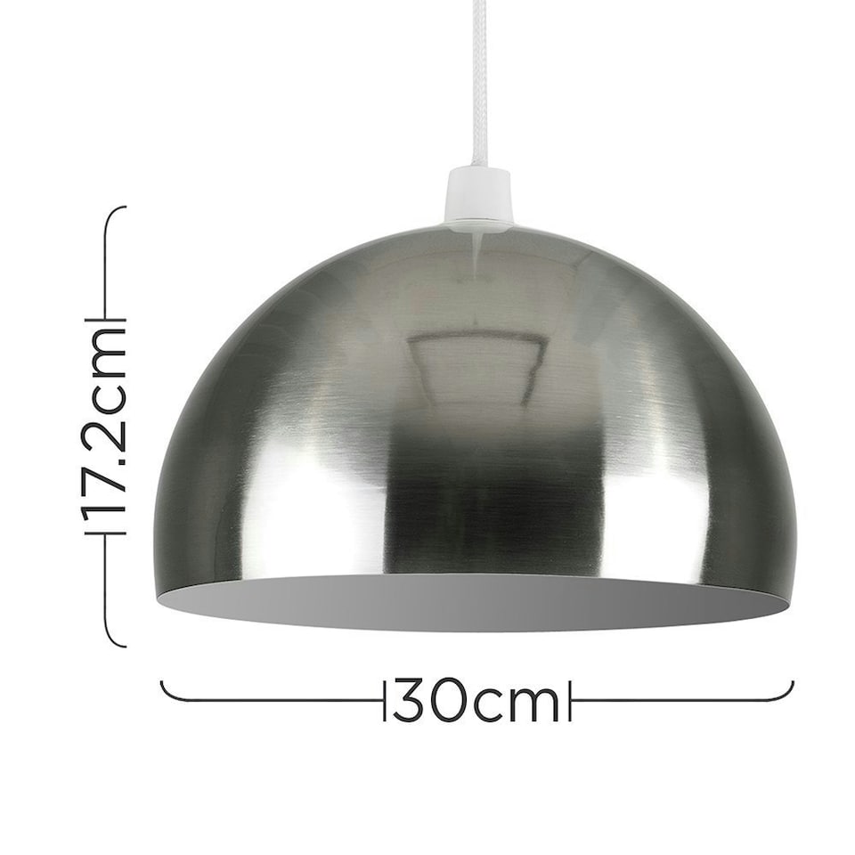 image 1 of ValueLights Modern Brushed Chrome Metal Dome Ceiling Pendant Light Shade