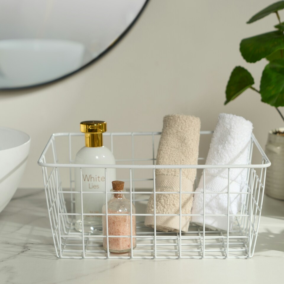 image 1 of OHS Metal Wire Multipurpose Food Pantry Storage Basket Organiser White