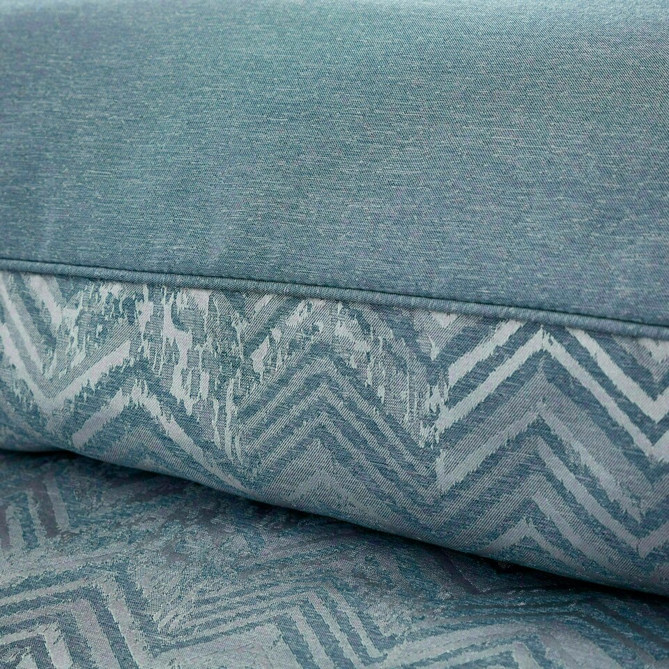 image 1 of Portfolio Home Antibes Chevron Waves Soft Easy Care Bed Linen Bedding Duvet Cover Set Blue | King