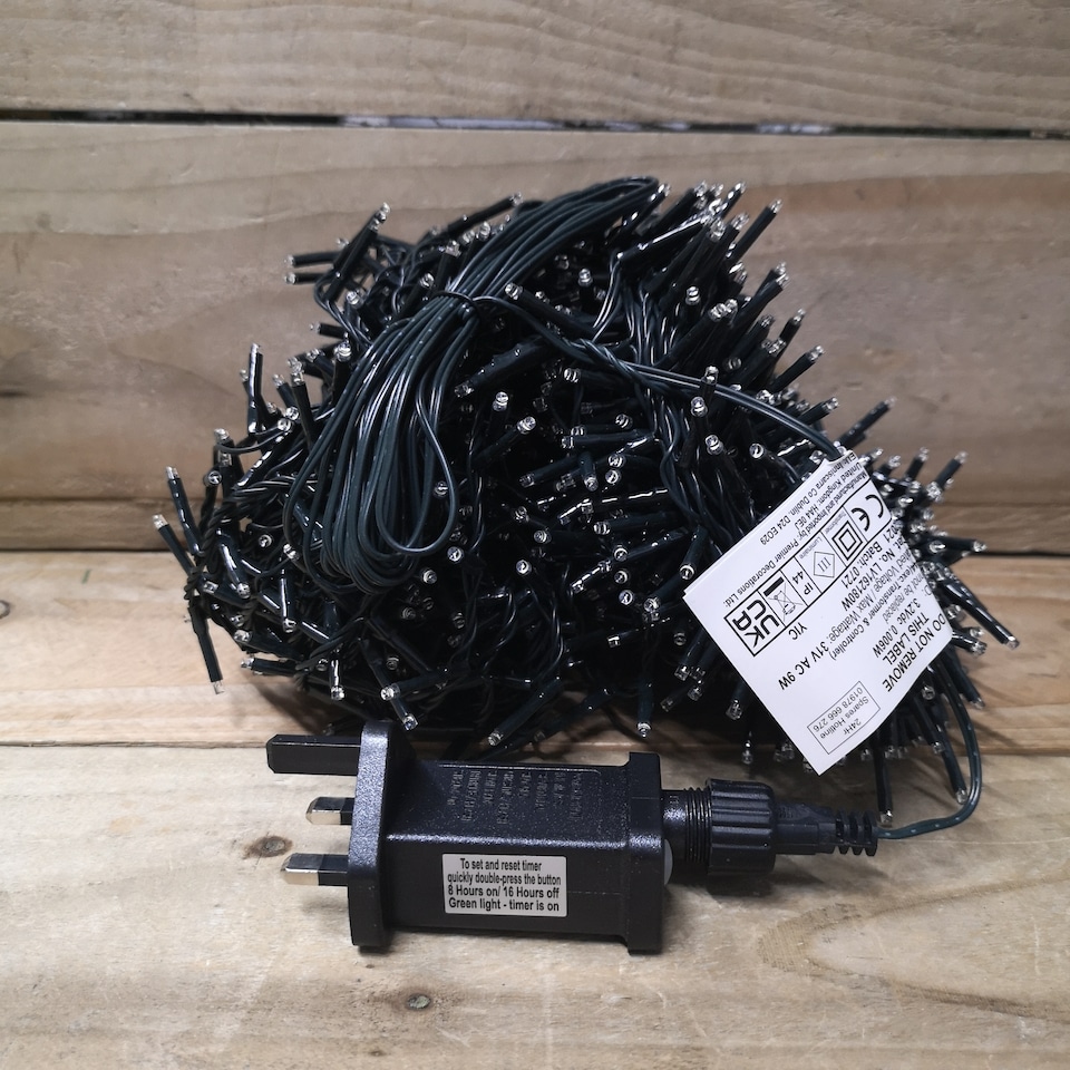 image 1 of 1500 LED 37.5m Indoor Outdoor Christmas Multi Function Mains Operated String Lights with Timer in Cool White