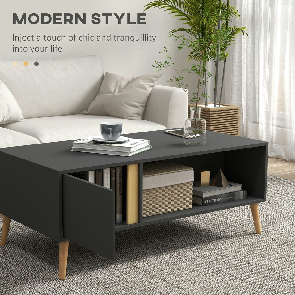 image 1 of HOMCOM Coffee Table Modern Centre Table with Storage Rectangular Grey Grey