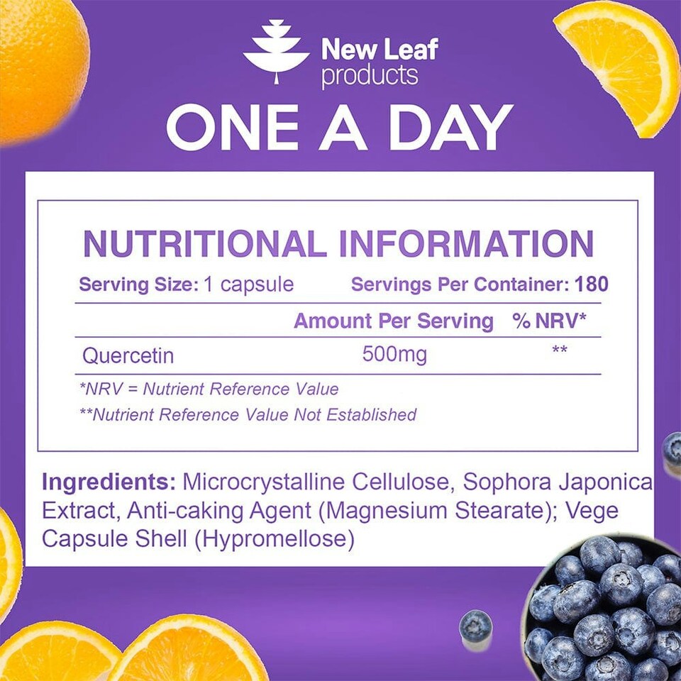image 1 of Quercetin Supplement 500mg High Strength Antioxidant Capsule