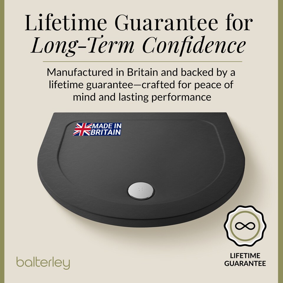 image 1 of Balterley Premium D Shape Shower Tray | Grey | Grey Slate
