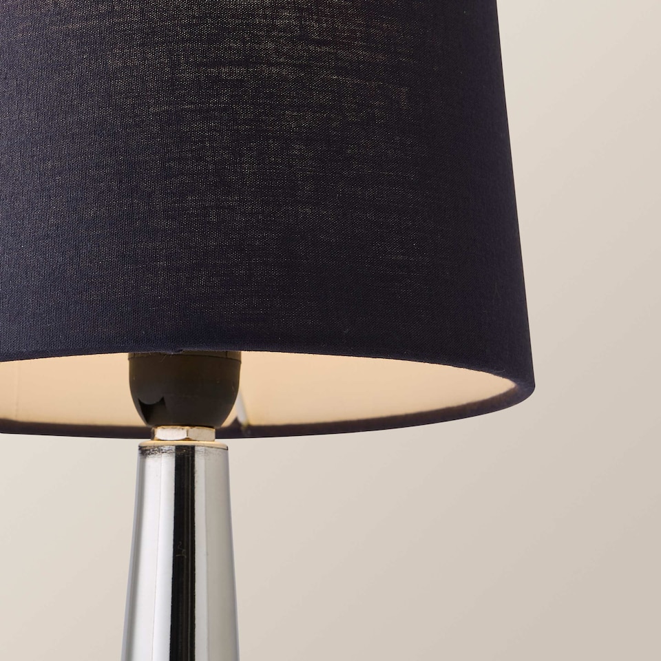 image 1 of ValueLights Teardrop Pair Chrome Touch Table Lamps Navy Shade | Black