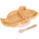 image 1 of Tiny Dining Bamboo Dinosaur Baby Weaning Plate & Fork Set - Pastel Pink