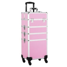 Yaheetech 4-In-1 Rolling Makeup Trolley Case Aluminum Black | Pink