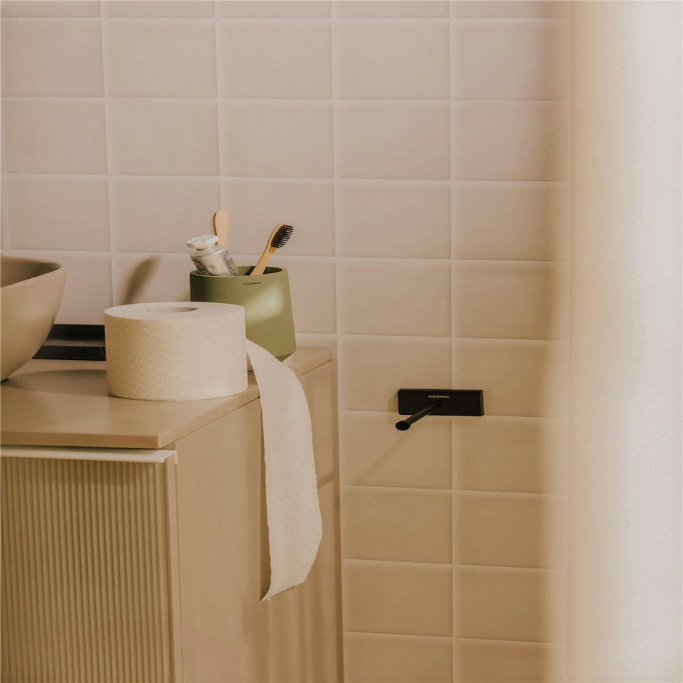 image 1 of Cosmic Wall Toilet Roll Holder with High-Quality Brass for Bathroom Light Grey