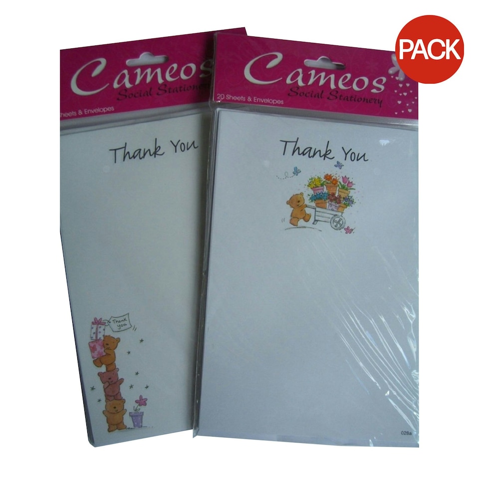 Cameos Thank You Card (Pack of 20) - White - One Size