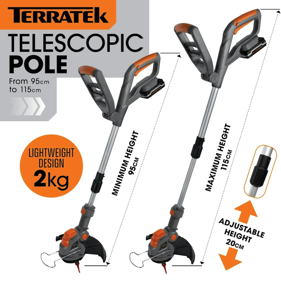 image 1 of Terratek 20V Cordless Strimmer,30 Blades, 2 Batteries & 1 Charger