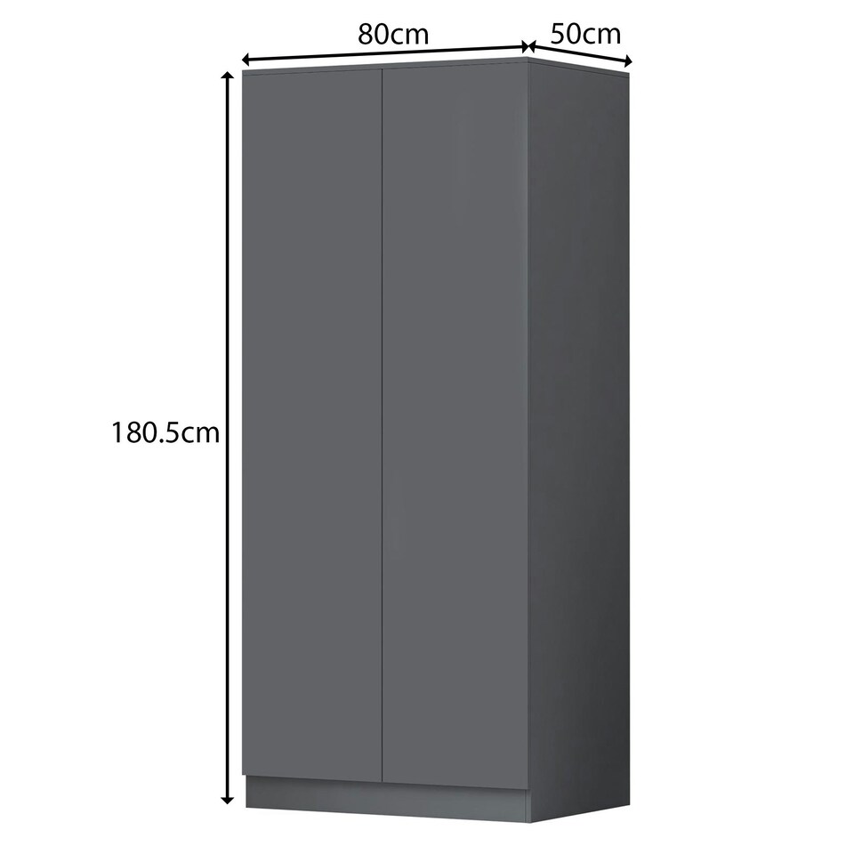 image 1 of FWStyle Stora 2 Door Wardrobe - Matt Dark Grey Grey