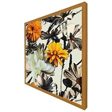 Orange flower print (Picture Frame) Brown | Oak | L