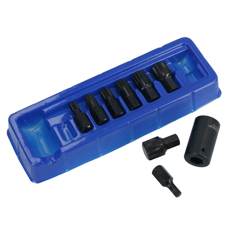 image 1 of Impact Impacted Spline Bits Sockets with 1/2in Drive Bit Holder M6 - M18 9pc Set