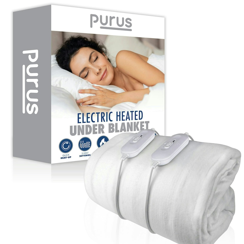 image 1 of Purus Double Bed Electric Heated Under Blanket Fitted Cover Dual Control
