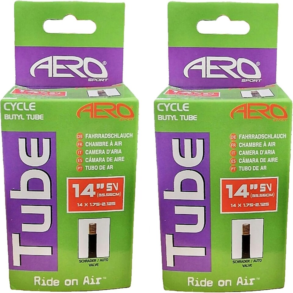image 1 of AWE Set x 2 Butyl Rubber 14" MTB/E-Bike Inner Tube 14 x 1.75-2.125 Schrader Valve