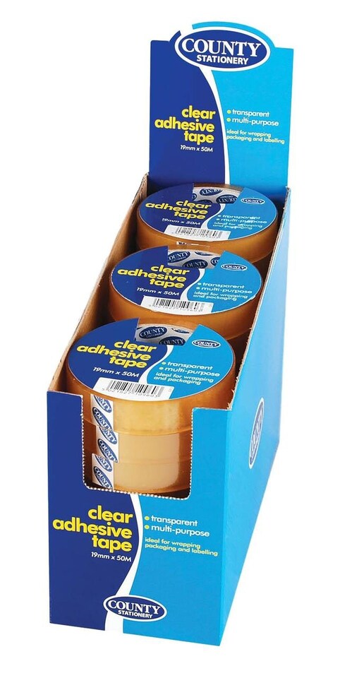 image 1 of Pack of 12 Clear Adhesive Tape 19mm x 50m