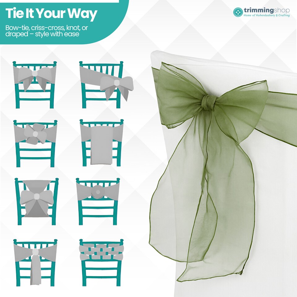 image 1 of 17 x 280cm Organza Chair Sashes, Sheer Sash Ties - 1pc