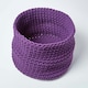 image 2 of Homescapes Deep Purple Cotton Knitted Round Storage Basket - 42 x 37 cm | Purple | Deep Purple