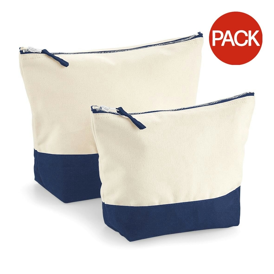 image 1 of Westford Mill Dipped Base Canvas Accessory Bag (Pack of 2) - Natural/Navy - L | Brown