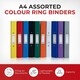 image 2 of Pack of 10 A4 Assorted Colour Paper Over Board Ring Binders by Janrax