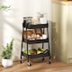 image 2 of HOMCOM 3-Tier Storage Trolley on Wheels, Rolling Utility Cart with Handles, Mobile Kitchen Storage Cart for Living Room, Dining Room, Bedroom, Bathroom, Black