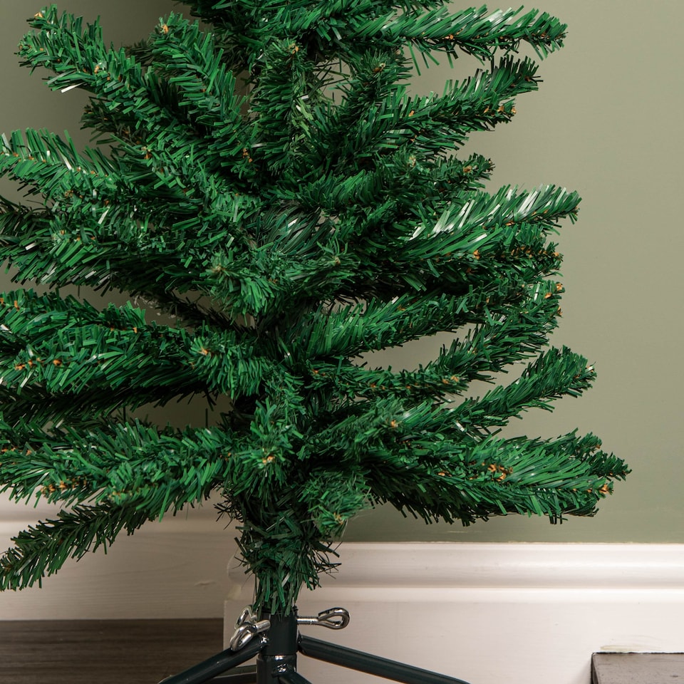 image 1 of 4ft (1.2m) Green Artificial Pencil Christmas Tree With Green Metal Stand and 168 Tips
