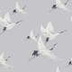 image 2 of Soaring Cranes Wallpaper in Grey Multi