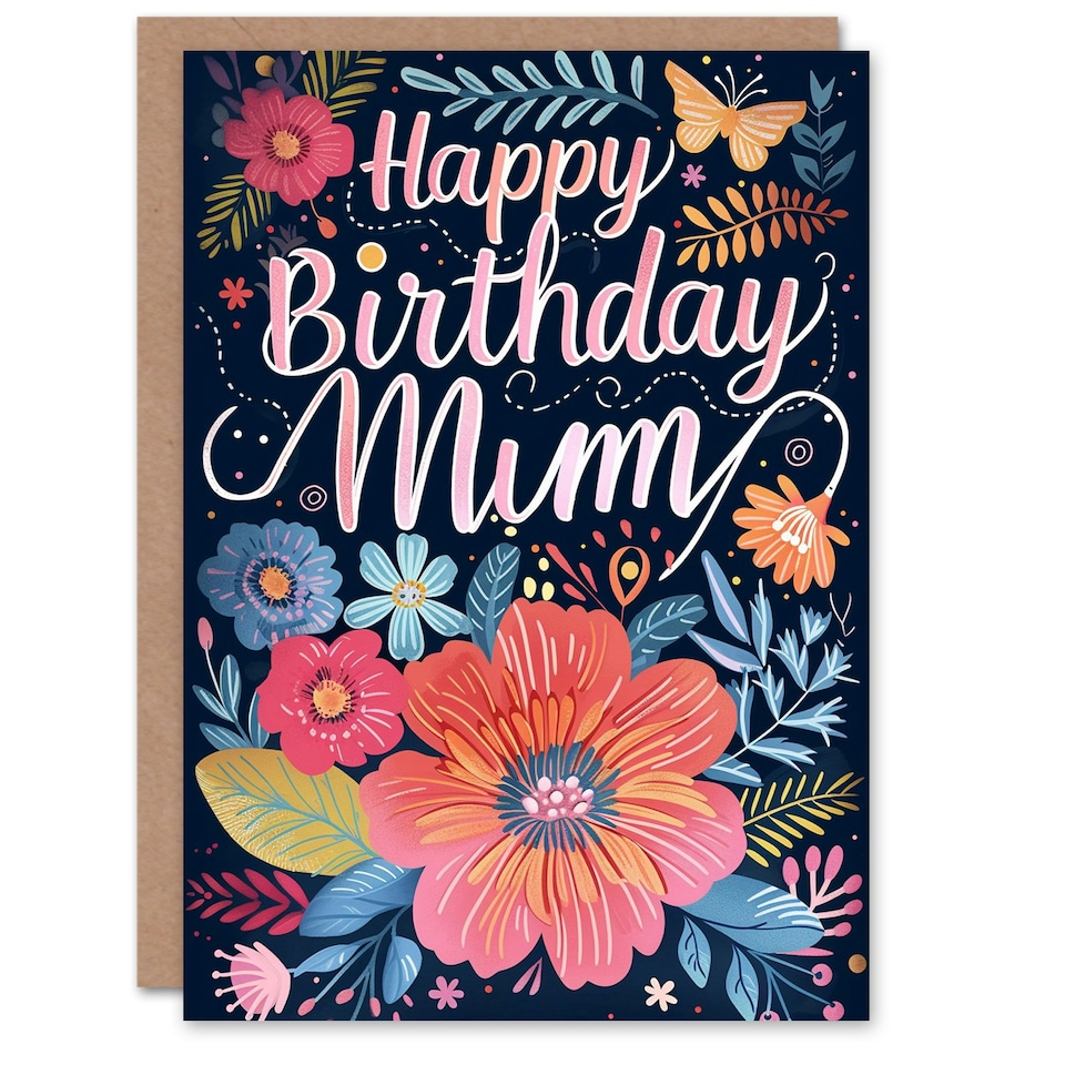 image 1 of Colourful Exotic Flowers Floral Design My Her Birthday Card
