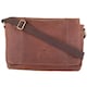 image 1 of Large Genuine Distressed Leather Shoulder Cross Body Messenger Bag Brown