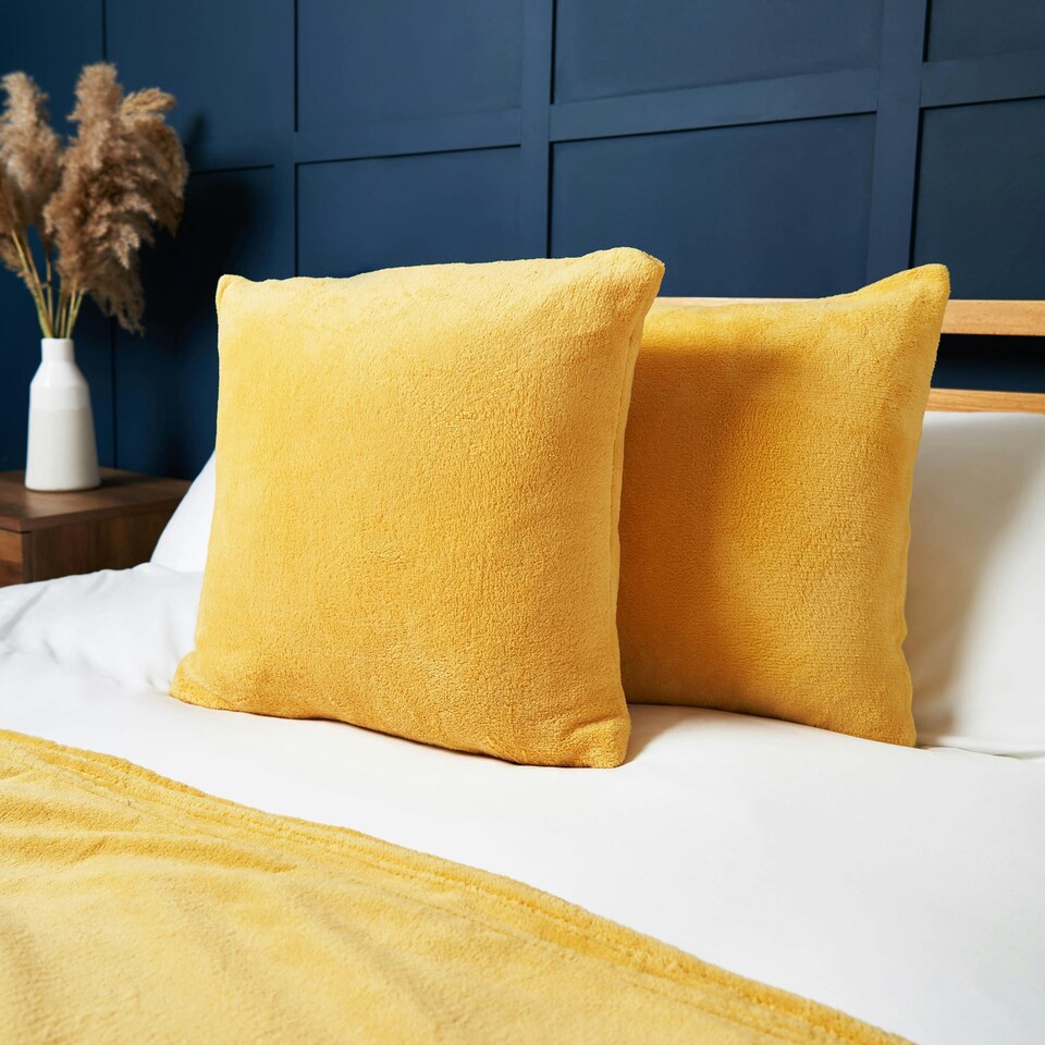 image 1 of BHS Microfleece Cushion, Yellow